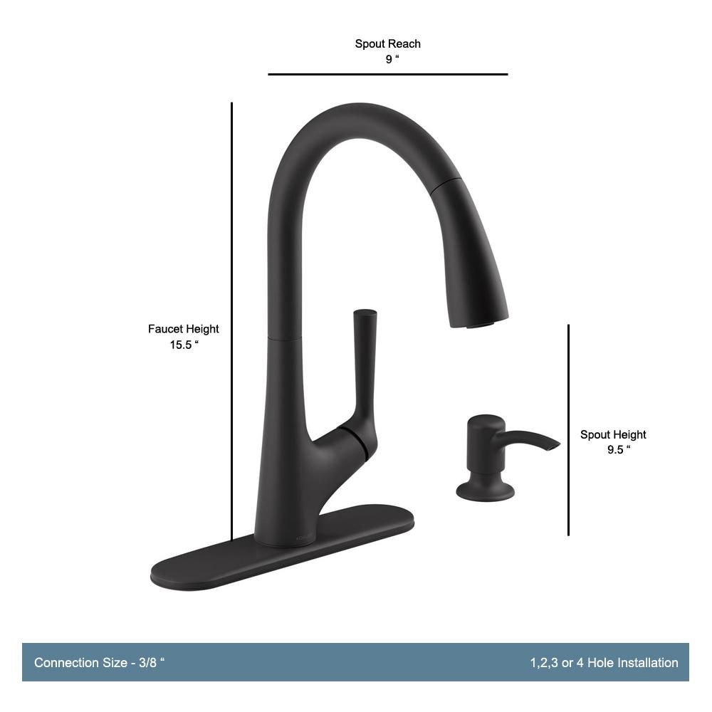 Elmbrook Single-Handle Pull-Down Sprayer Kitchen Faucet in Matte Black