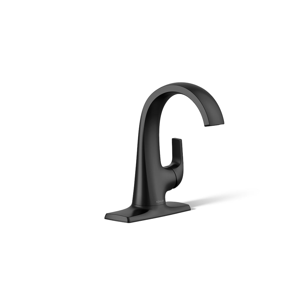 Robinet de salle de bain monotrou Cursiva à poignée unique en noir mat