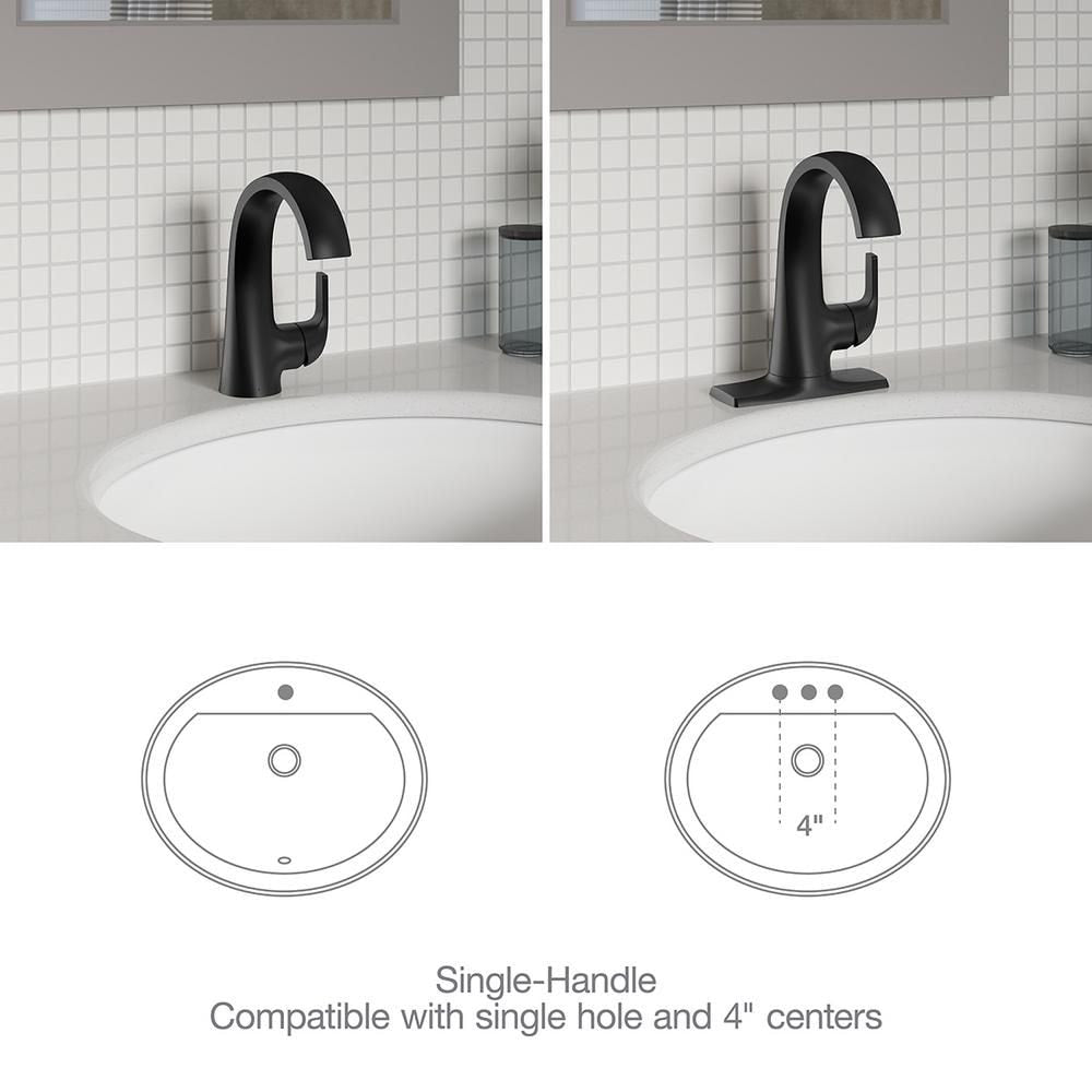 Robinet de salle de bain monotrou Cursiva à poignée unique en noir mat