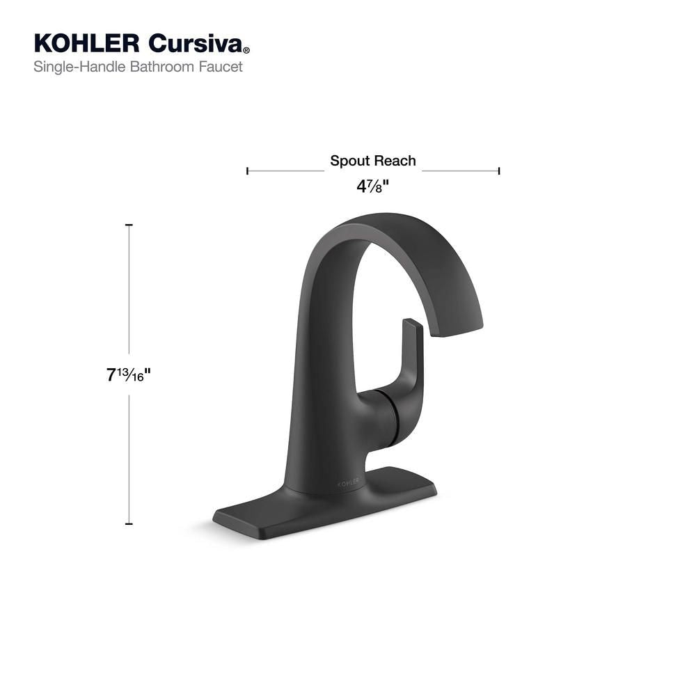 Robinet de salle de bain monotrou Cursiva à poignée unique en noir mat