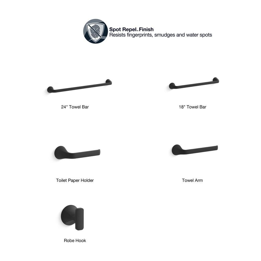 Robinet de salle de bain monotrou Cursiva à poignée unique en noir mat