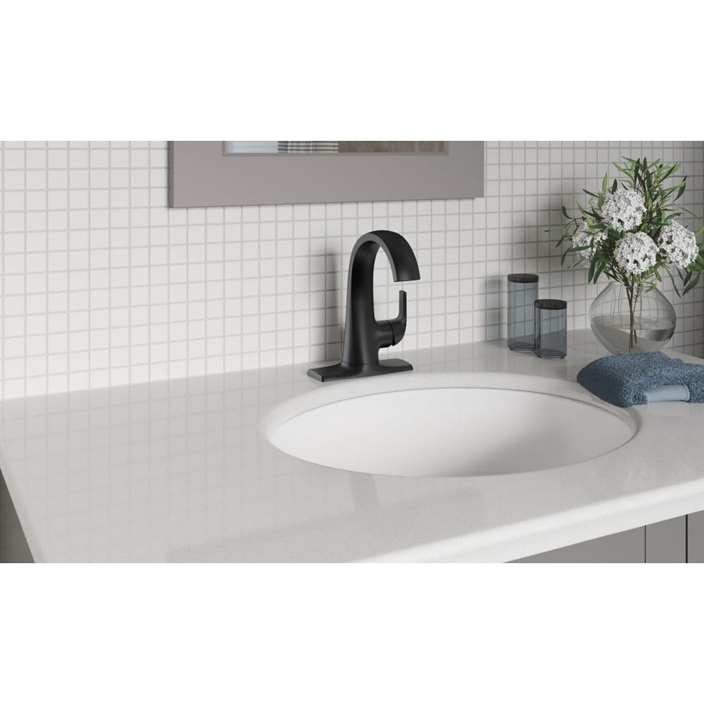 Robinet de salle de bain monotrou Cursiva à poignée unique en noir mat