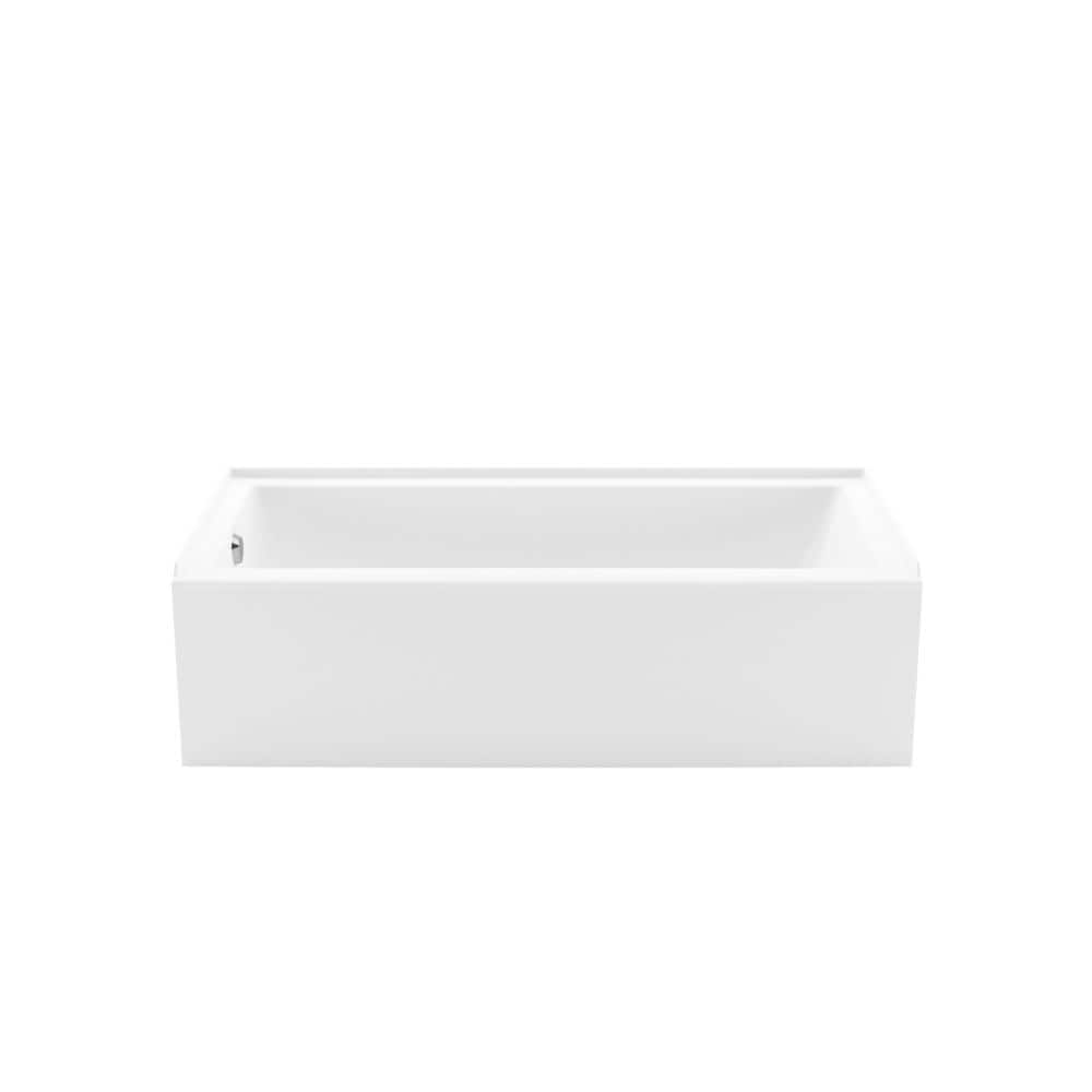 Bosca Access 60L x 30W x 14H Acrylic Rectangular Alcove Bathtub, Left Drain, in White with Certified Anti-Slip Floor