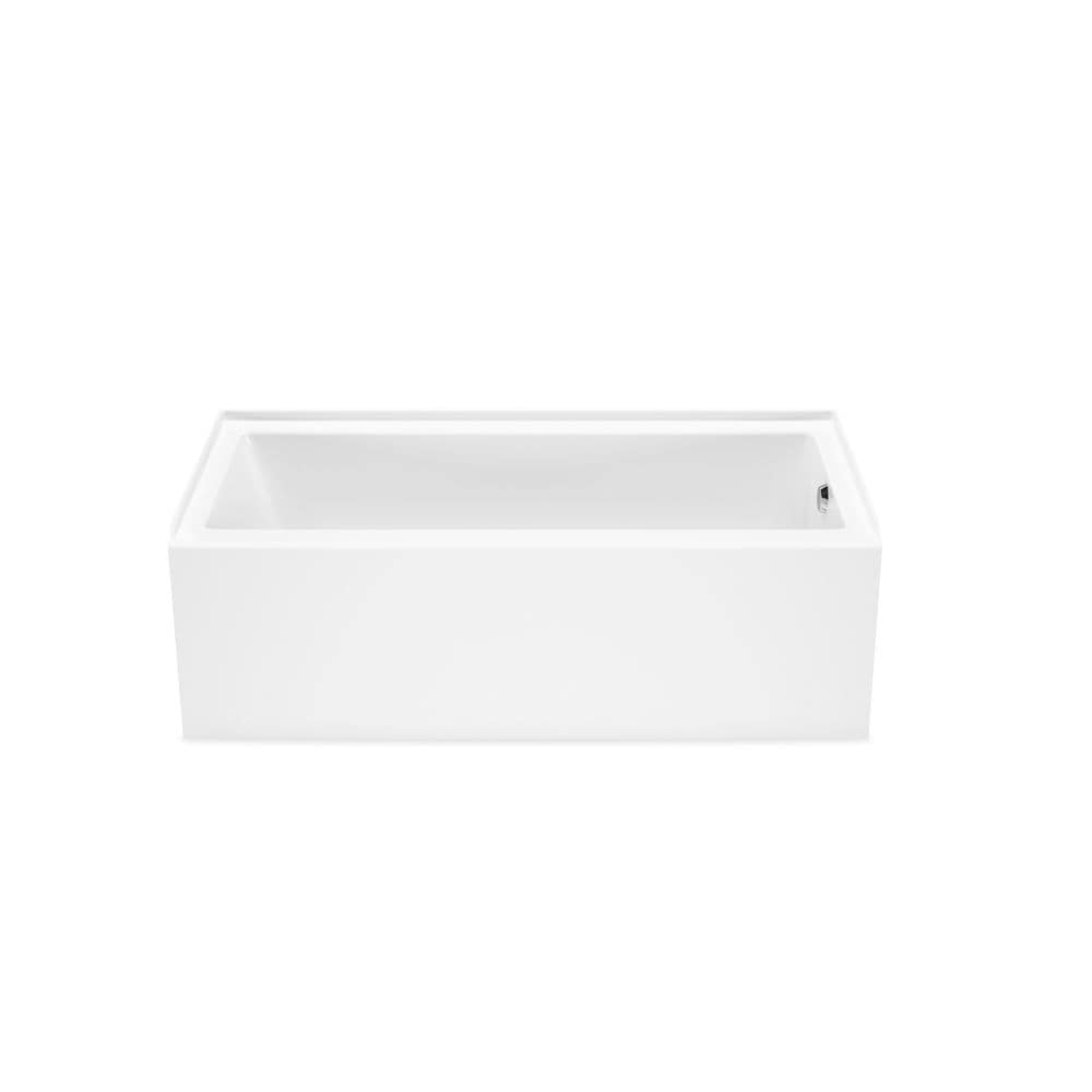 Bosca 60L x 32W x 18H Acrylic Rectangular Alcove Bathtub, Right Drain, in White with 14-inch Soaking Depth