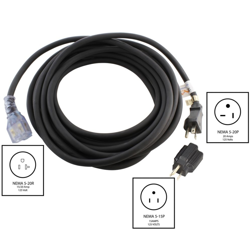 50ft. 15/20 Amp 12/3 Household Outdoor Extension Cord