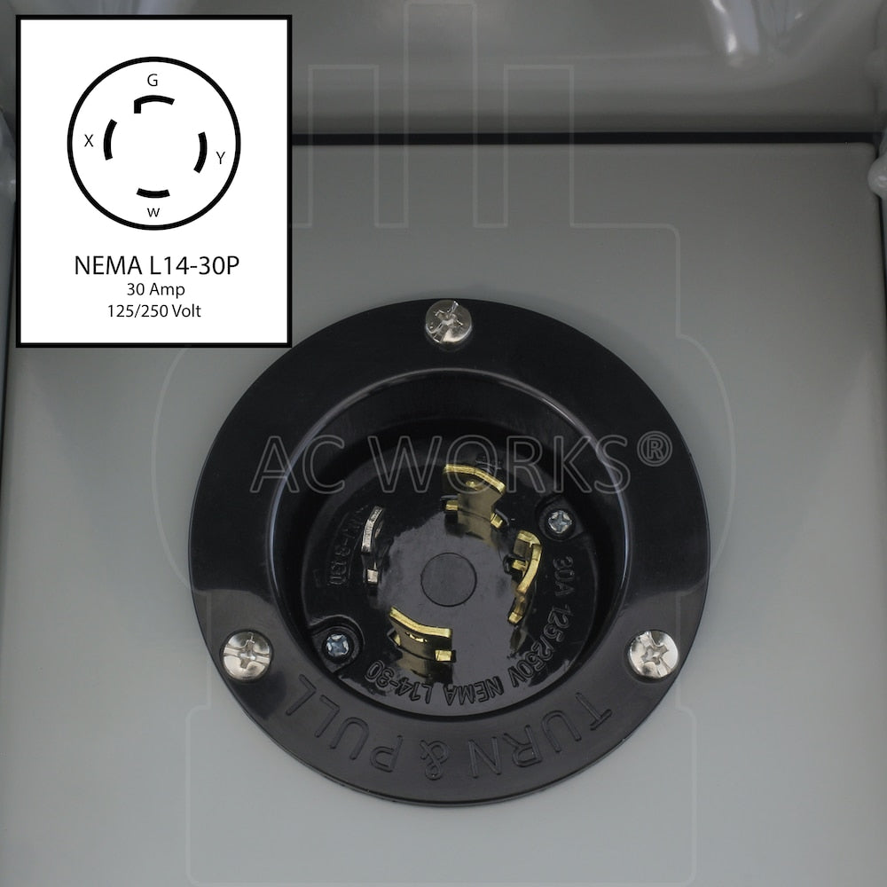 30A Locking 4-Prong L14-30 Heavy-Duty Generator Transfer Switch Inlet Box