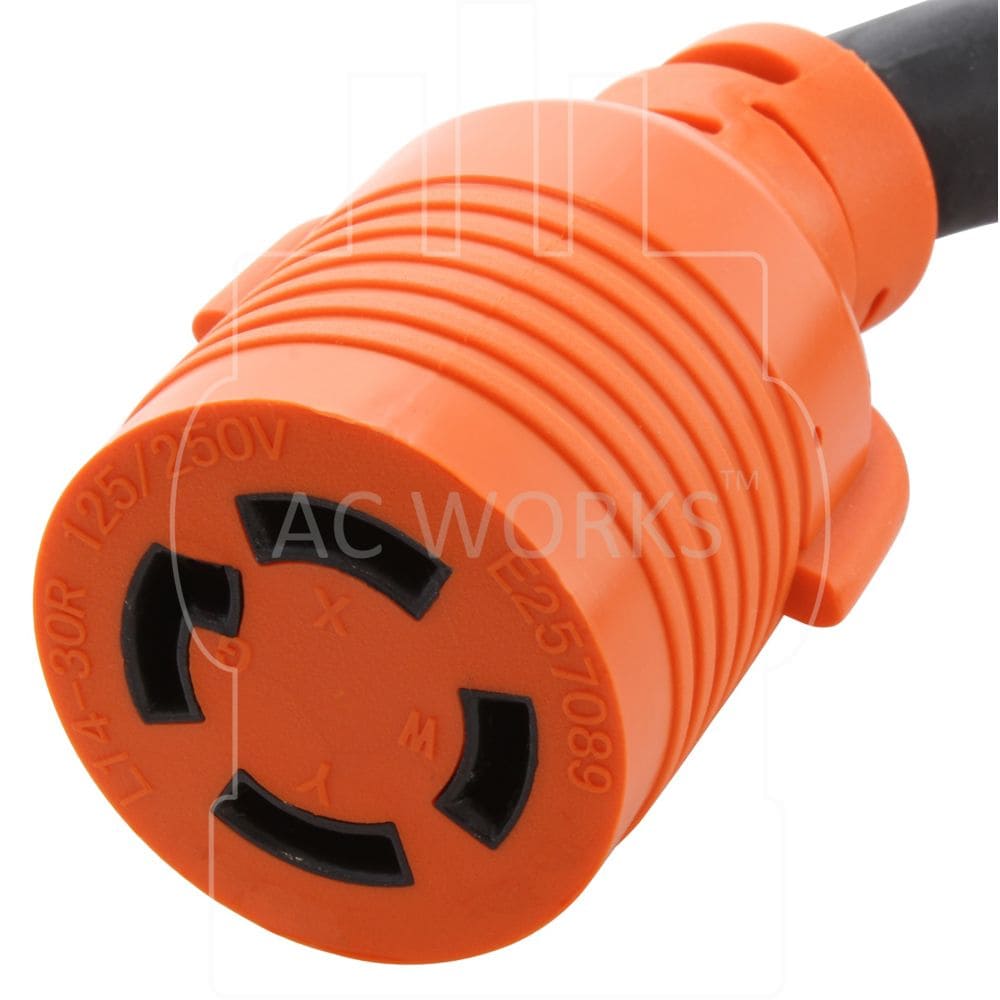 10ft. 10/4 SOOW NEMA L14-30 30A 125/250V Generator Rubber Extension Cord