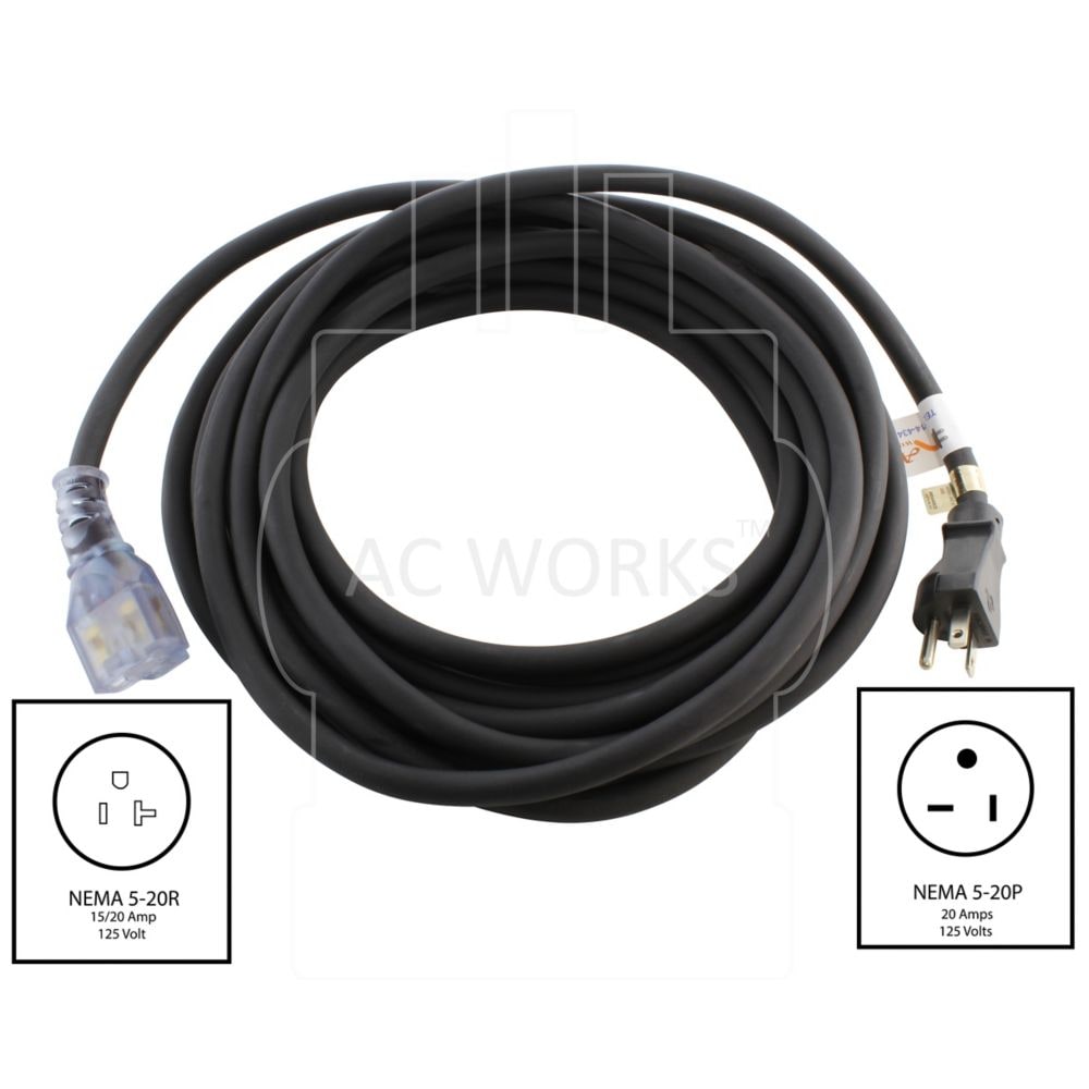 25ft. NEMA 5-20 T-Blade Indoor/Outdoor Extension Cord with Indicator Light