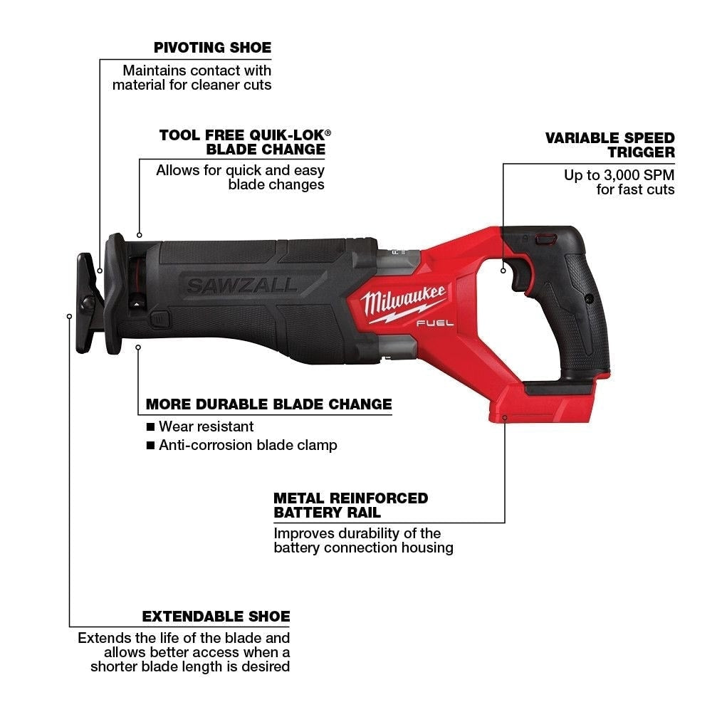 M18 FUEL GEN-2 18V Lithium-Ion Brushless Cordless SAWZALL Reciprocating Saw (Tool-Only)