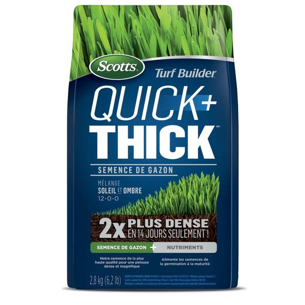 Mélange de semences de gazon Turf Builder Quick + Thick Sun-Shade 12-0-0 - 2,8 kg - 403 m2 (4 347 pi2)
