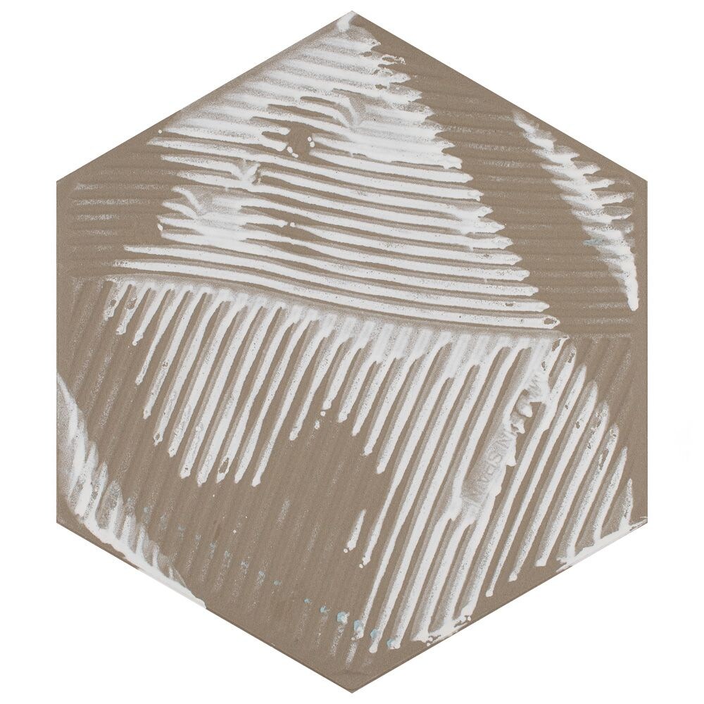 SAMPLE - Textile Hex 9-7/8 in. x 8-5/8 in. Aqua Porcelain Floor and Wall Tile