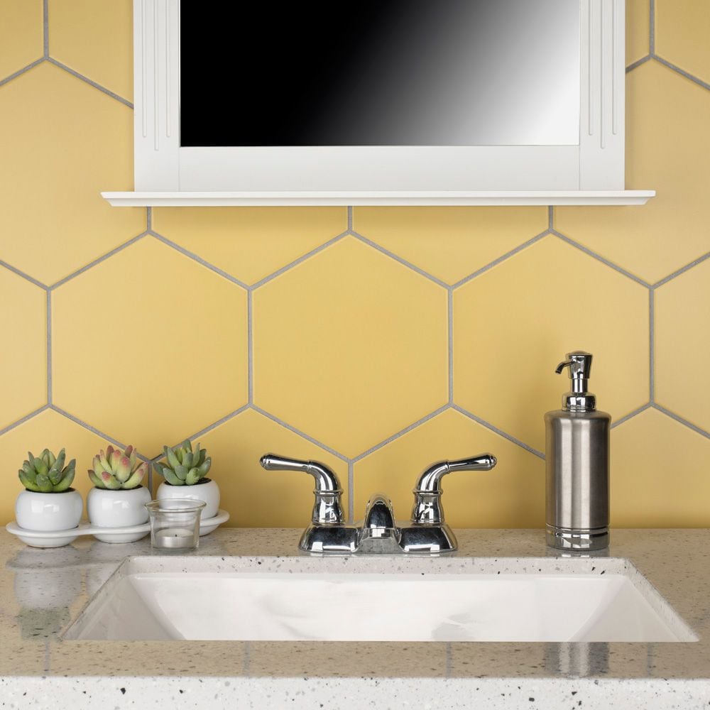 SAMPLE - Textile Hex Dandelion 8-5/8 in. x 9-7/8 in. Porcelain Floor and Wall Tile