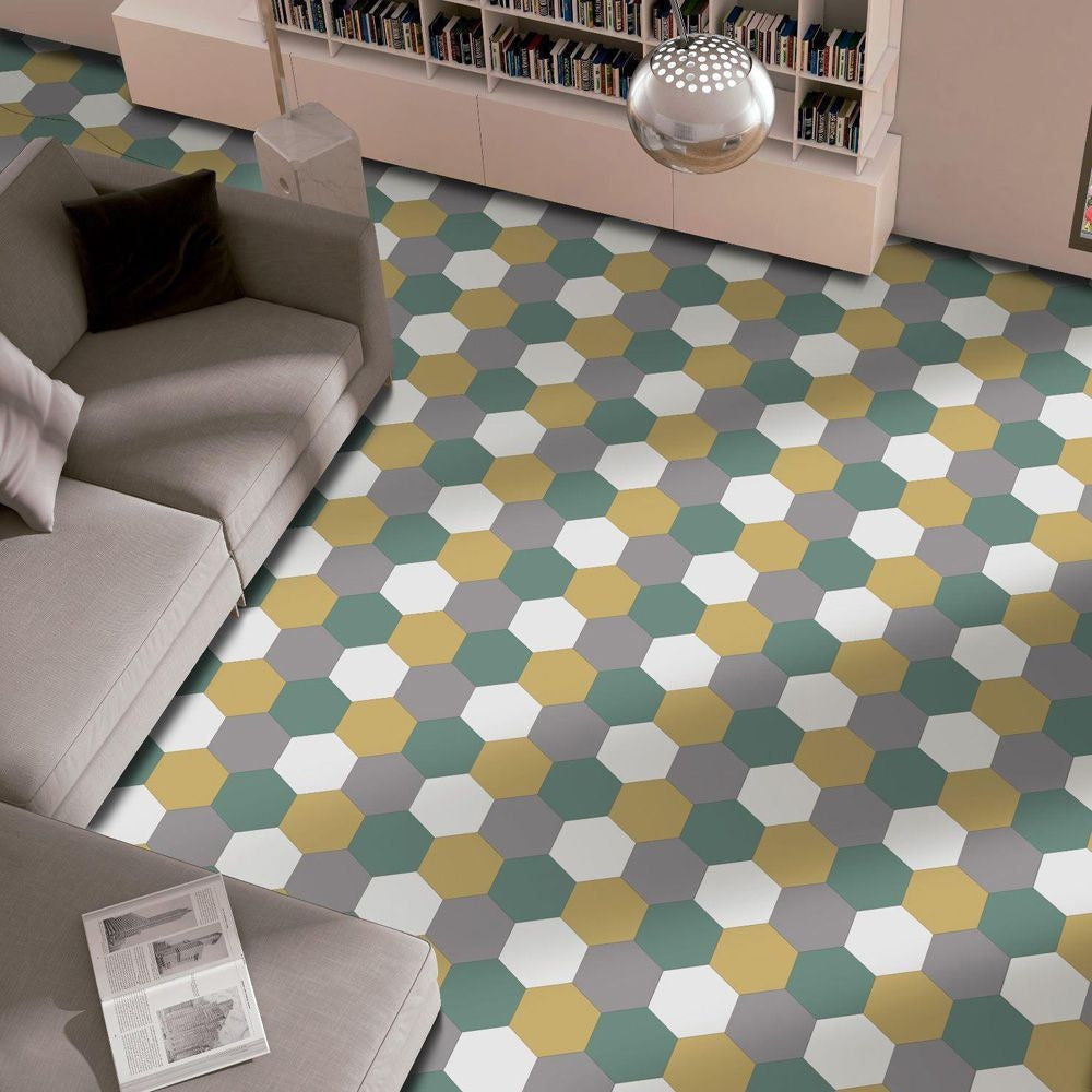 SAMPLE - Textile Hex Dandelion 8-5/8 in. x 9-7/8 in. Porcelain Floor and Wall Tile