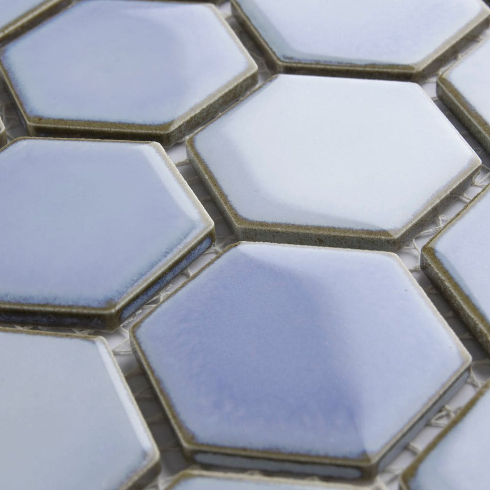SAMPLE - Hudson Due 2" Hex 6 in. x 6 in. Frost Blue Porcelain Mosaic Tile