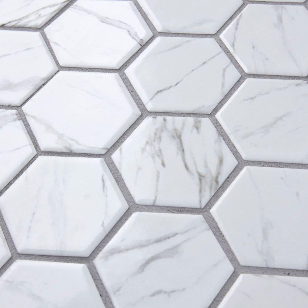 SAMPLE - Flo 2" Hex White 6 in. x 6 in. Porcelain Mosaic
