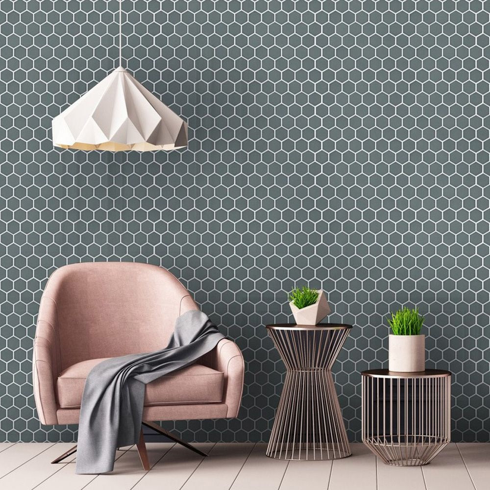 SAMPLE - Tribeca 2" Hex Glossy Mist 6 in. x 6 in. Porcelain Mosaic