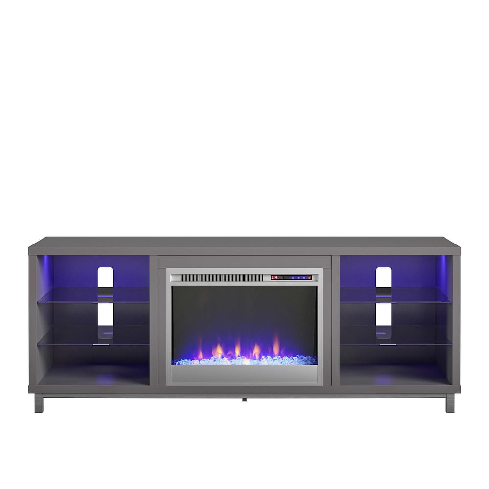 Meuble TV Lumina Fireplace pour téléviseurs jusqu'à 70", gris graphite
