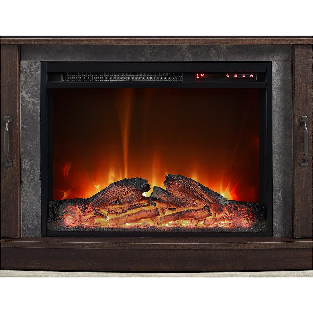 Console de cheminée Barrow Creek avec portes en verre pour téléviseurs jusqu'à 60", expresso