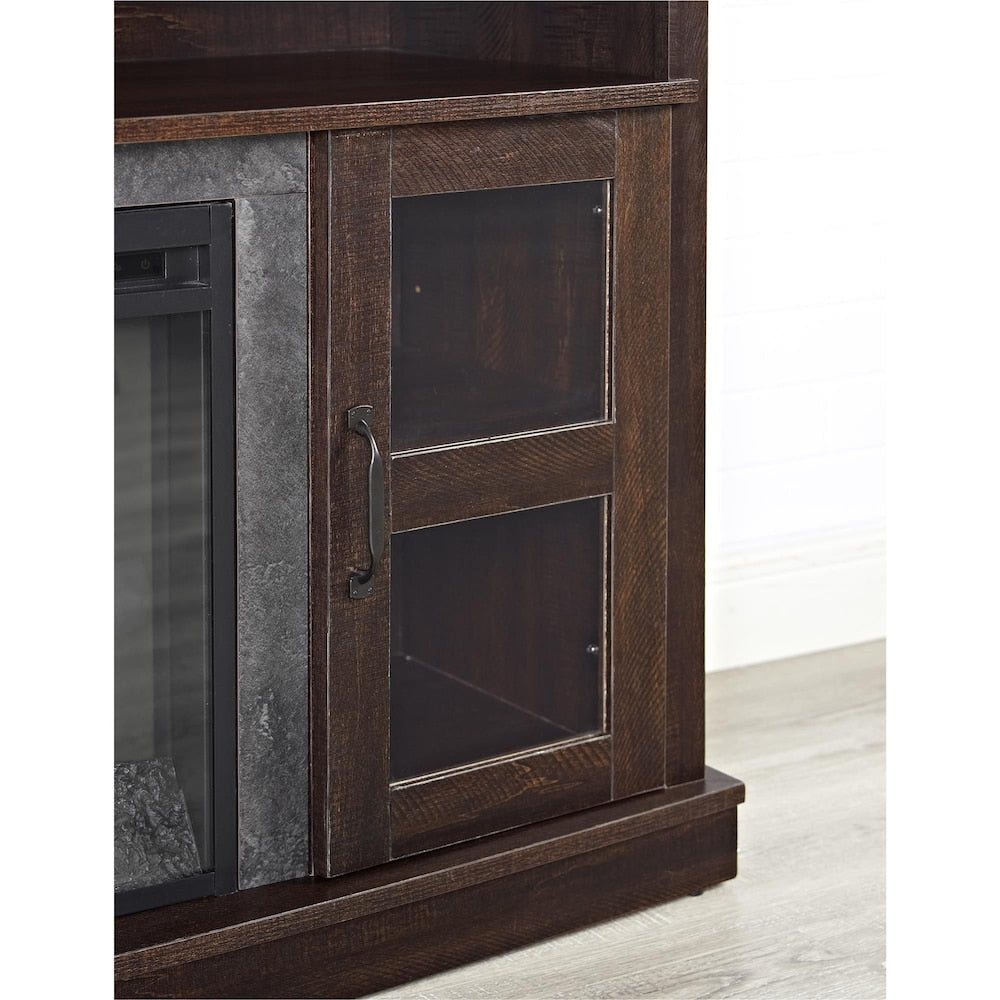 Console de cheminée Barrow Creek avec portes en verre pour téléviseurs jusqu'à 60", expresso