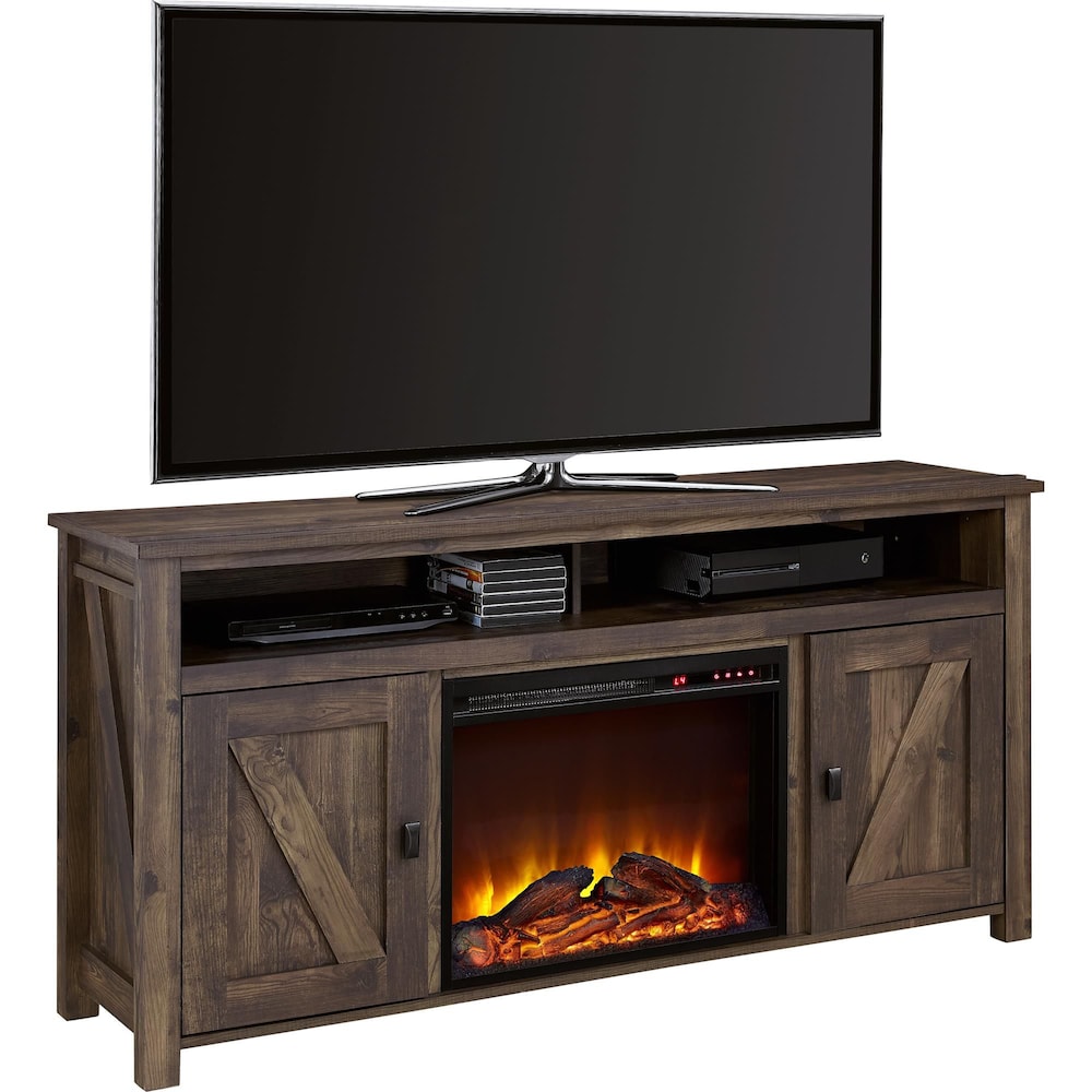 Console TV avec foyer électrique Farmington pour téléviseurs jusqu'à 60", rustique