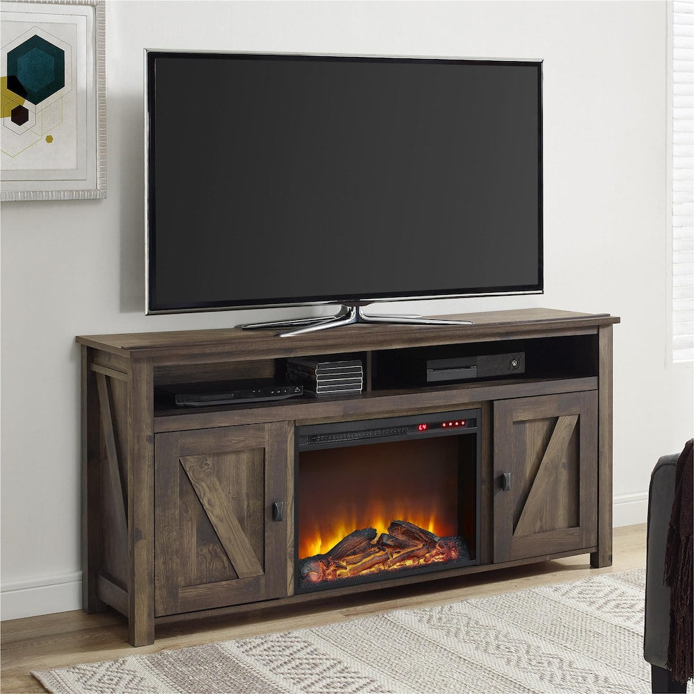 Console TV avec foyer électrique Farmington pour téléviseurs jusqu'à 60", rustique
