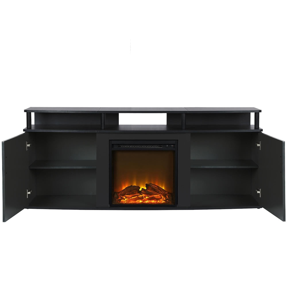 Console TV avec foyer électrique Carson pour téléviseurs jusqu'à 70", noir