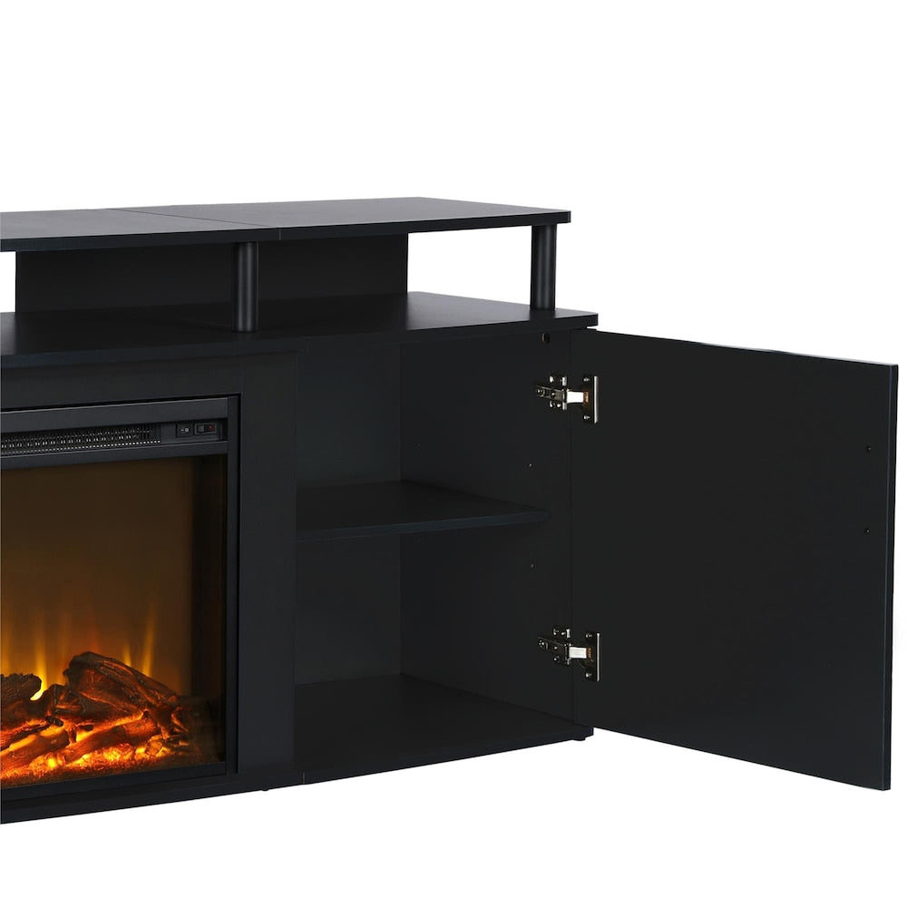 Console TV avec foyer électrique Carson pour téléviseurs jusqu'à 70", noir