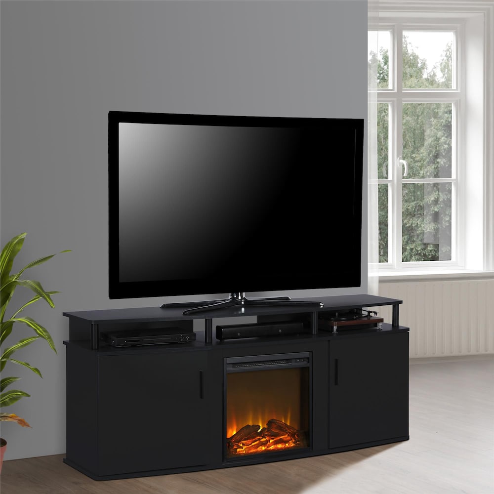 Console TV avec foyer électrique Carson pour téléviseurs jusqu'à 70", noir