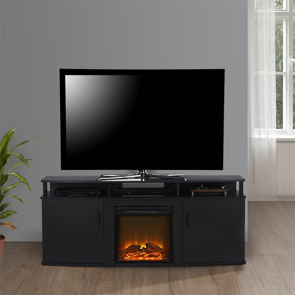 Console TV avec foyer électrique Carson pour téléviseurs jusqu'à 70", noir