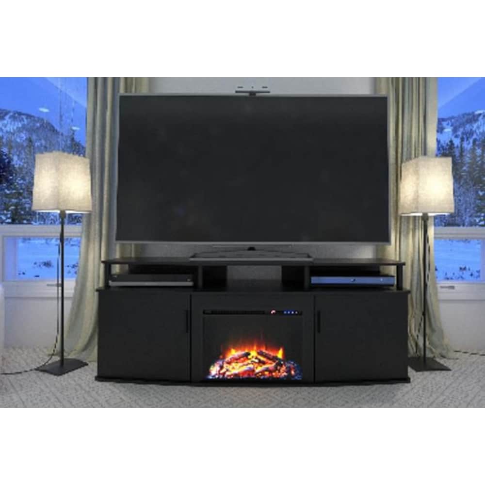 Console TV avec foyer électrique Carson pour téléviseurs jusqu'à 70", noir