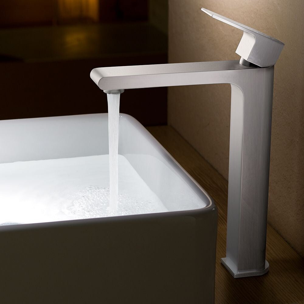 Allaro Single Hole Siingle-Handle Low-Arc Vessel Bathroom Faucet in Brushed Nickel