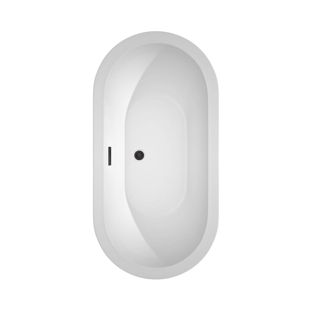 Soho 60 inch Freestanding Bathtub in White with Matte Black Drain and Overflow Trim