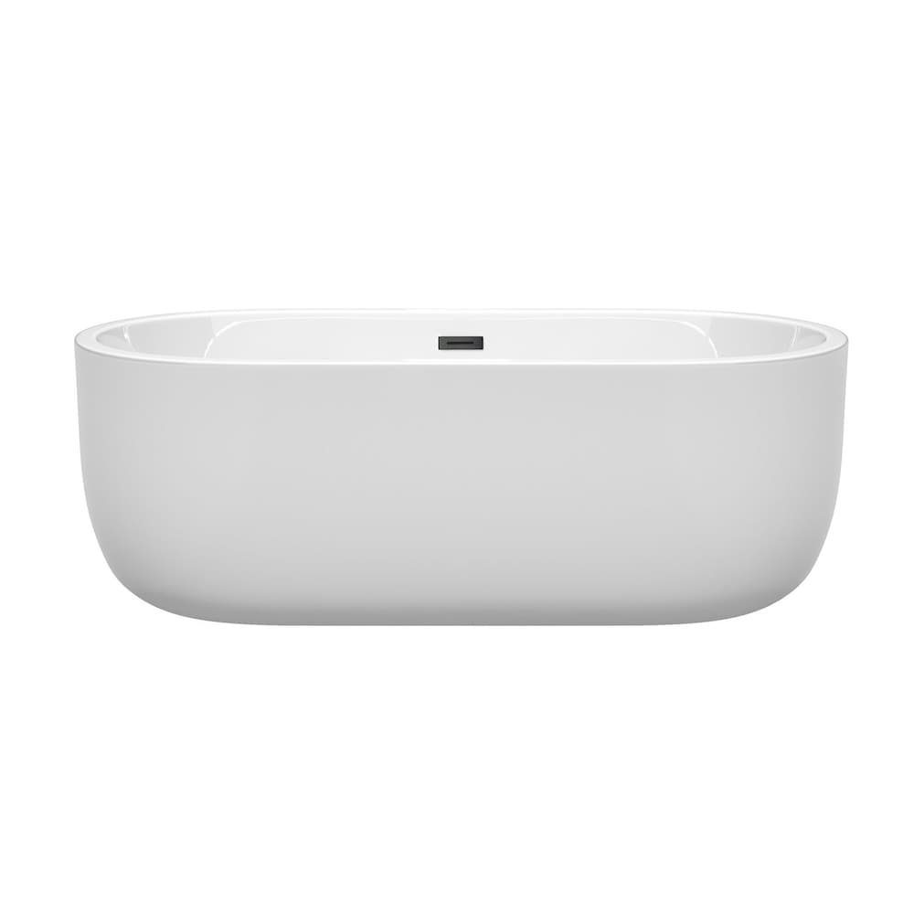 Juliette 67 inch Freestanding Bathtub in White with Matte Black Drain and Overflow Trim