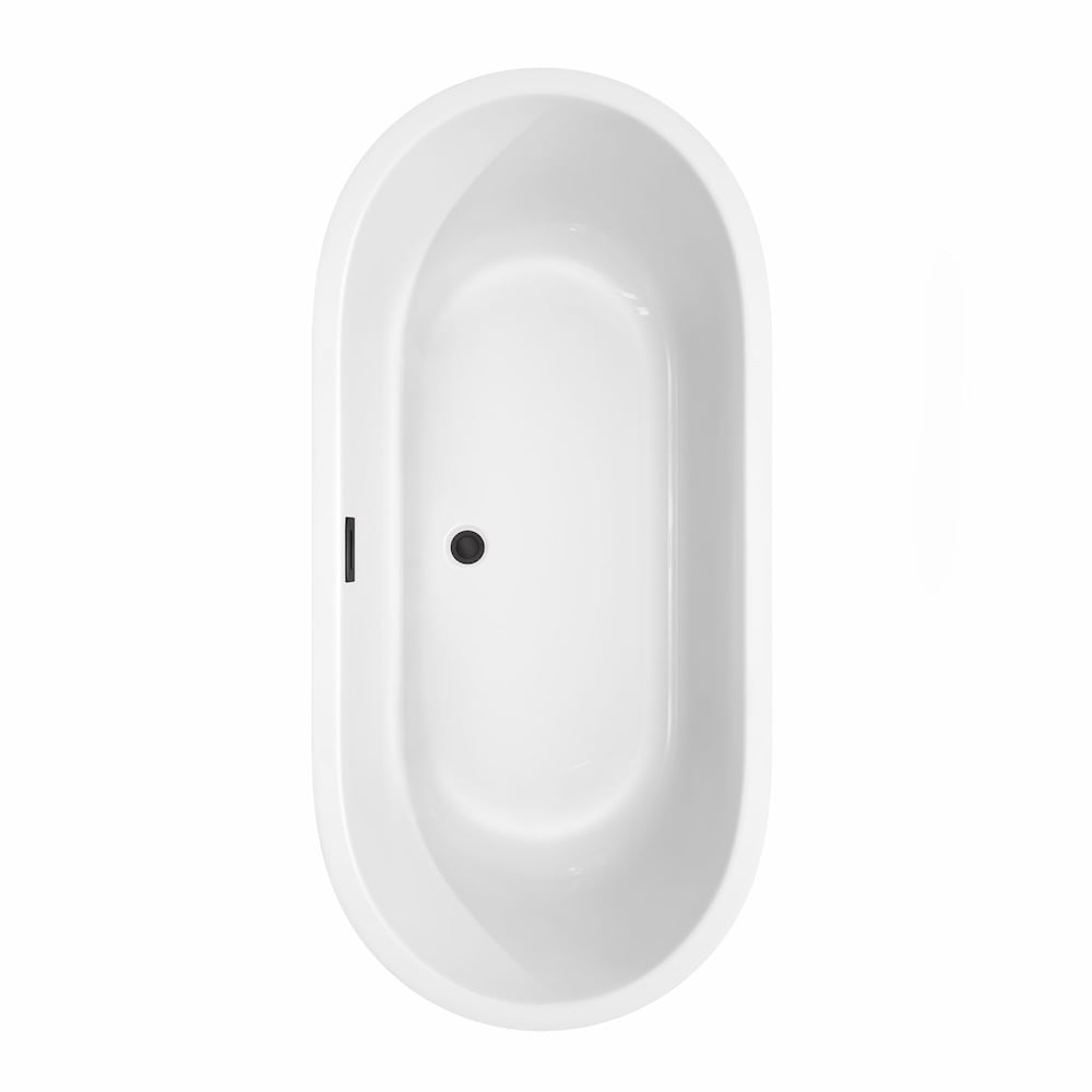 Juliette 67 inch Freestanding Bathtub in White with Matte Black Drain and Overflow Trim