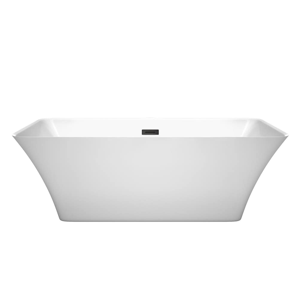 Tiffany 67 inch Freestanding Bathtub in White with Matte Black Drain and Overflow Trim
