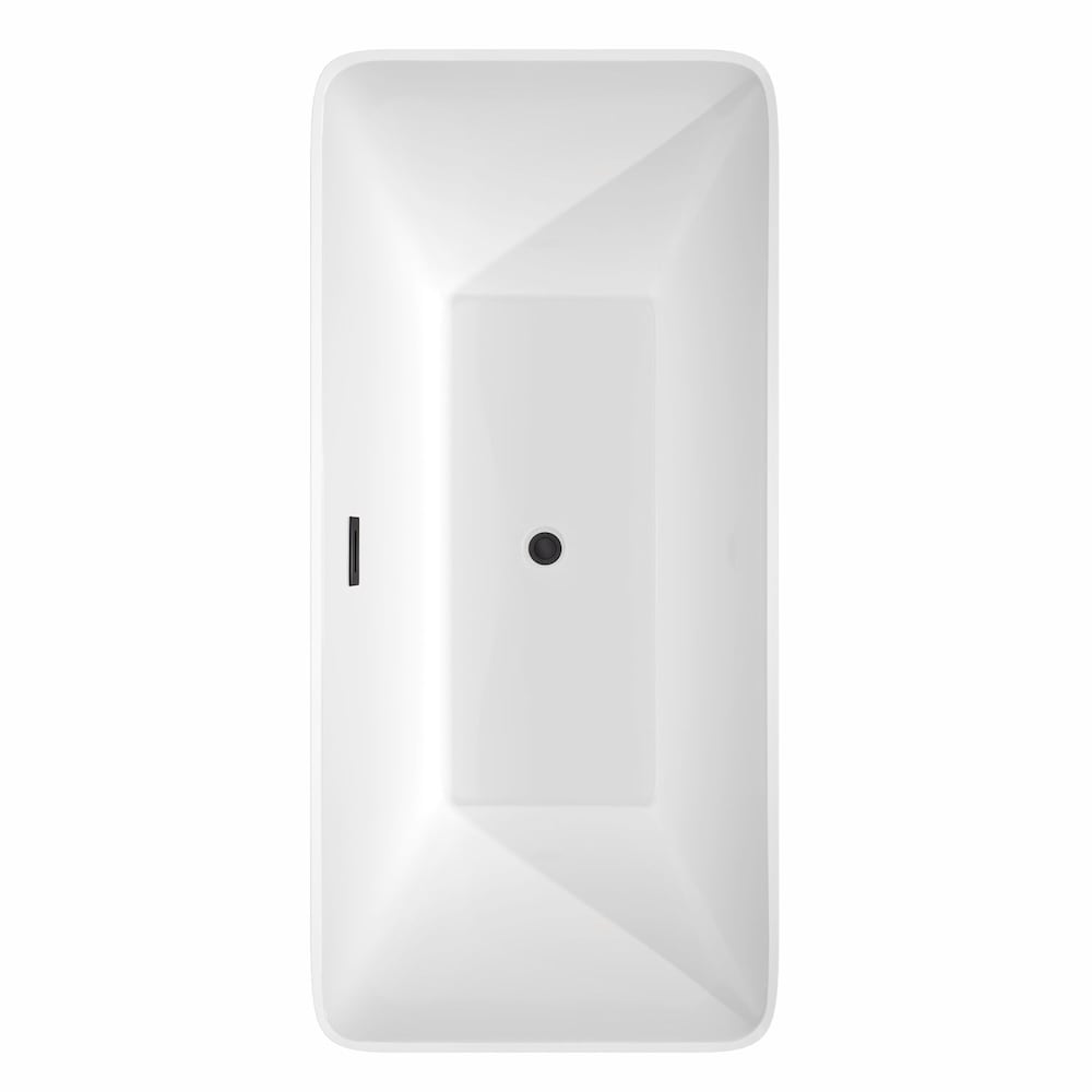 Tiffany 67 inch Freestanding Bathtub in White with Matte Black Drain and Overflow Trim