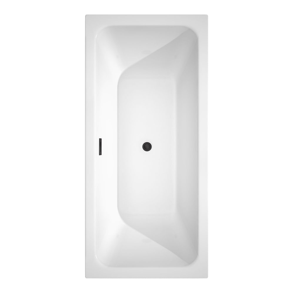 Galina 67 inch Freestanding Bathtub in White with Matte Black Drain and Overflow Trim