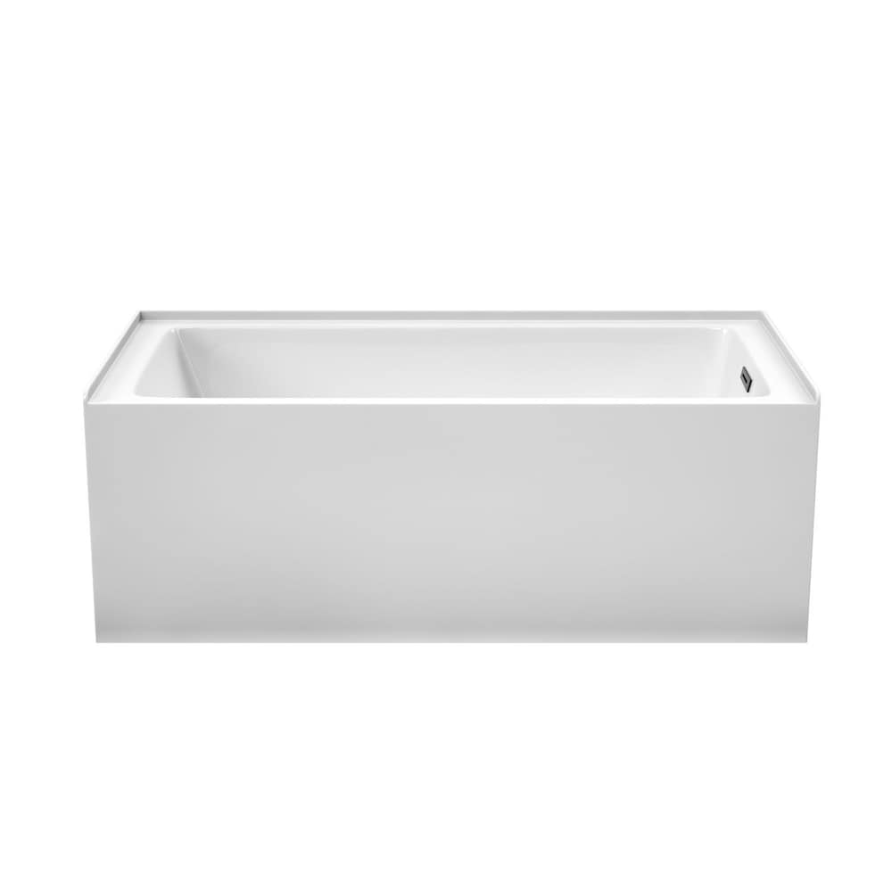 Baignoire en alcôve Grayley 60 x 30 pouces en blanc avec drain à droite et garniture de trop-plein en noir mat