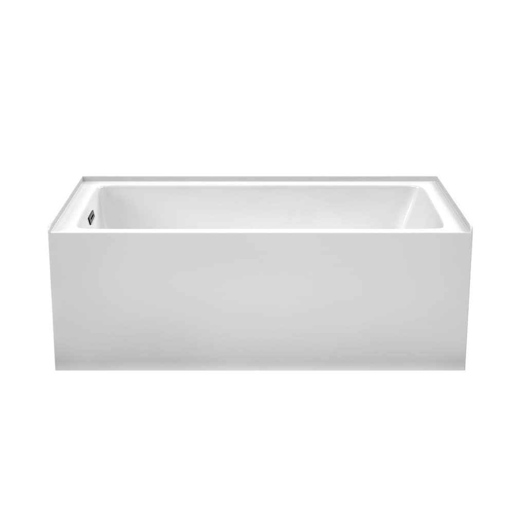 Grayley 60x32 inch Alcove Bathtub in White with Left-Hand Drain and Overflow Trim in Matte Black