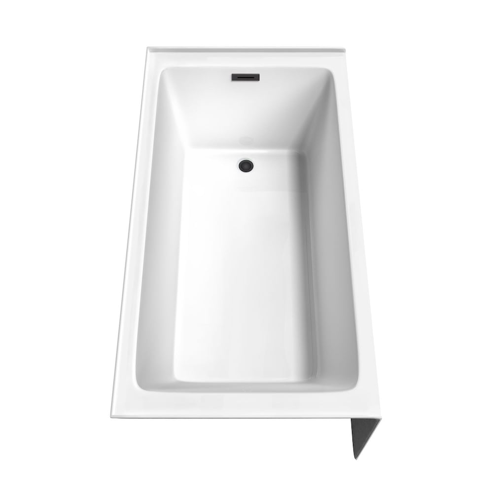Baignoire en alcôve Grayley 60 x 32 pouces en blanc avec drain à droite et garniture de trop-plein en noir mat