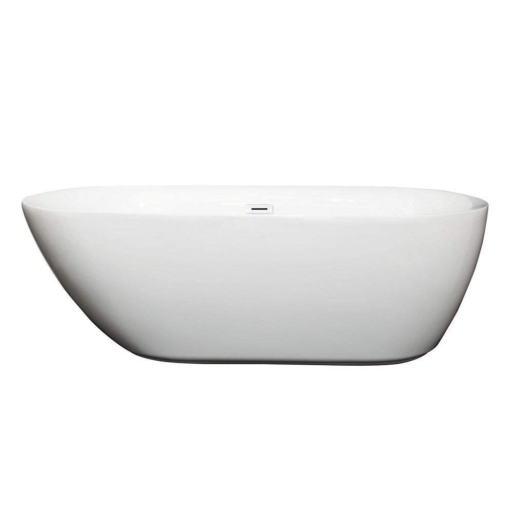 Melissa 65 inch Freestanding Bathtub in White with Shiny White Drain and Overflow Trim