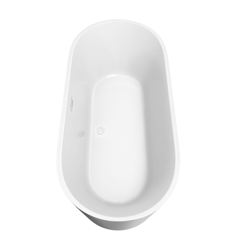 Baignoire autoportante Carissa de 71 pouces en blanc avec drain blanc brillant et garniture de trop-plein