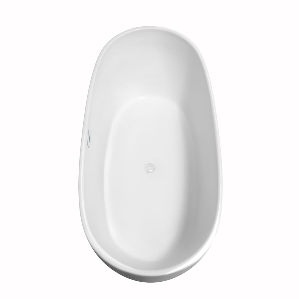 Rebecca 70 inch Freestanding Bathtub in White with Shiny White Drain and Overflow Trim