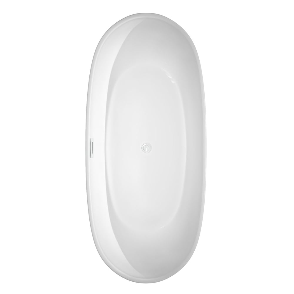 Rebecca 70 inch Freestanding Bathtub in White with Shiny White Drain and Overflow Trim