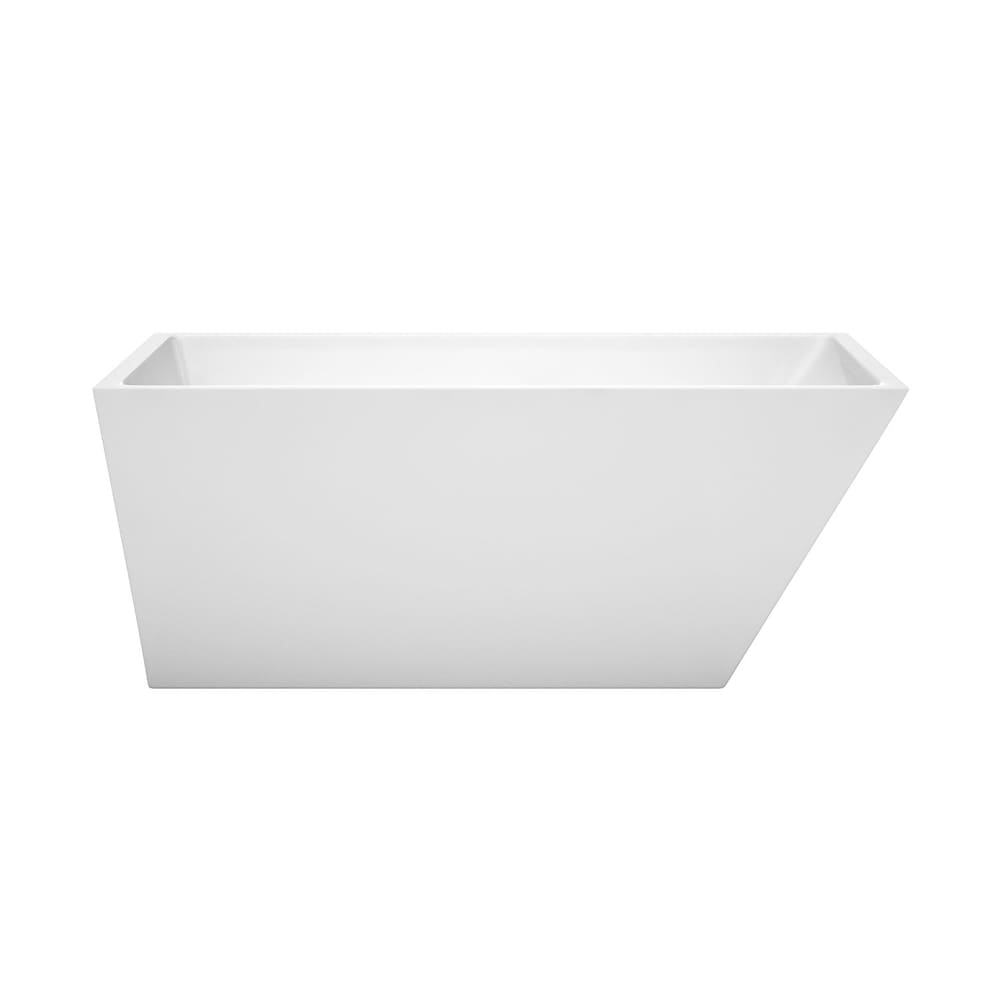 Baignoire autoportante Hannah de 59 pouces en blanc avec drain blanc brillant et garniture de trop-plein