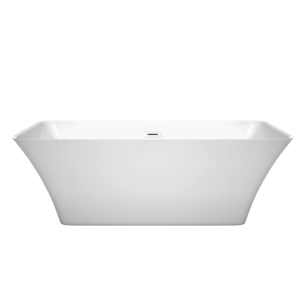 Tiffany 67 inch Freestanding Bathtub in White with Shiny White Drain and Overflow Trim