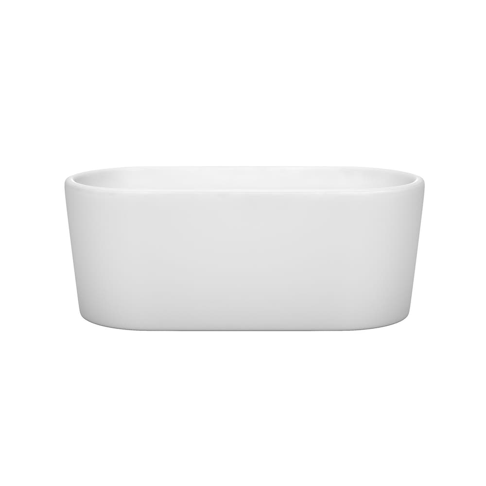 Baignoire autoportante Ursula de 59 pouces en blanc avec drain blanc brillant et garniture de trop-plein