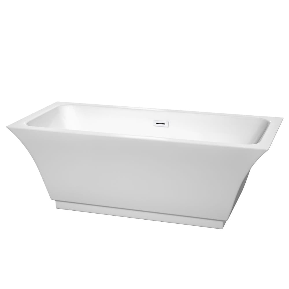 Galina 67 inch Freestanding Bathtub in White with Shiny White Drain and Overflow Trim