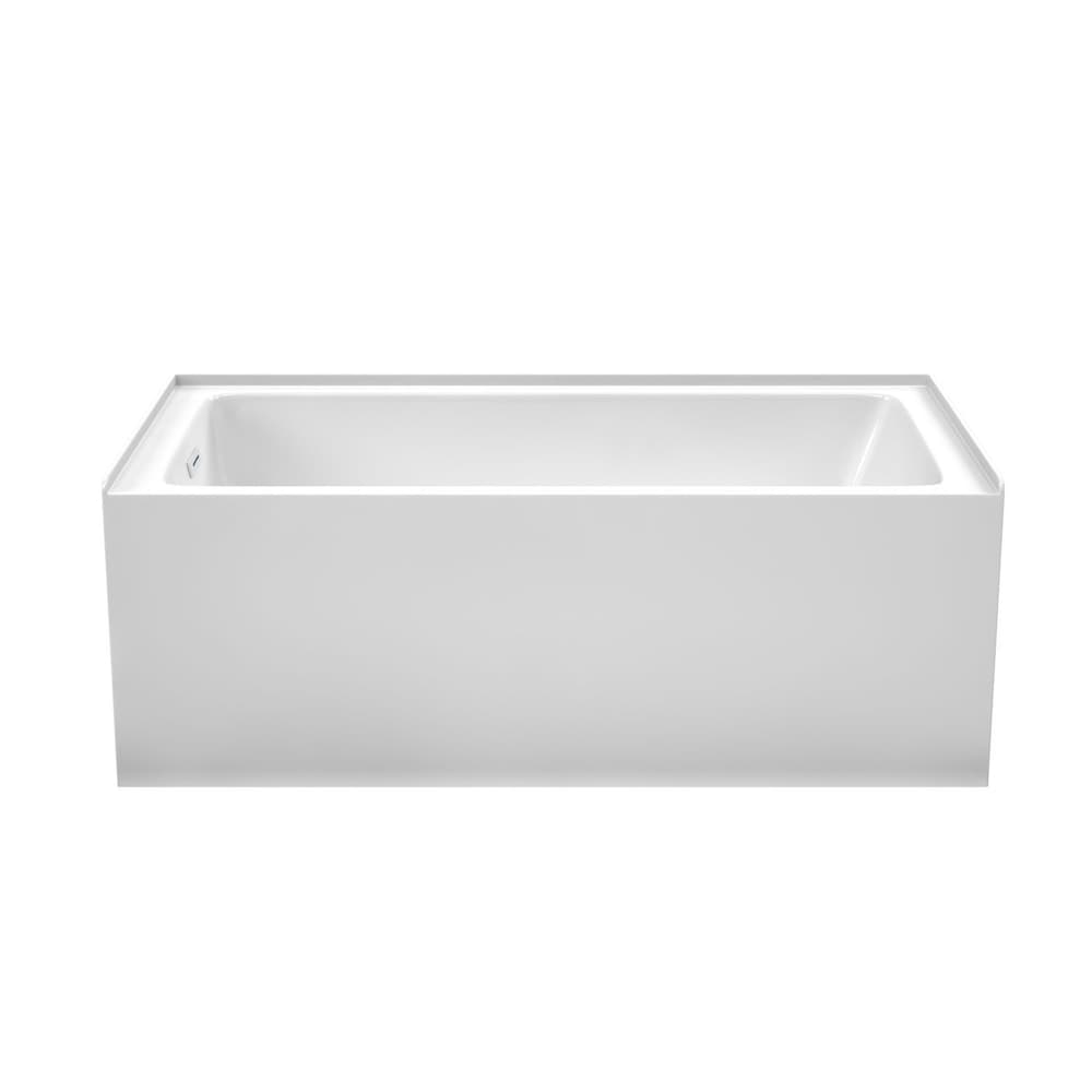 Grayley 60x32 inch Alcove Bathtub in White with Left-Hand Drain and Overflow Trim in Shiny White