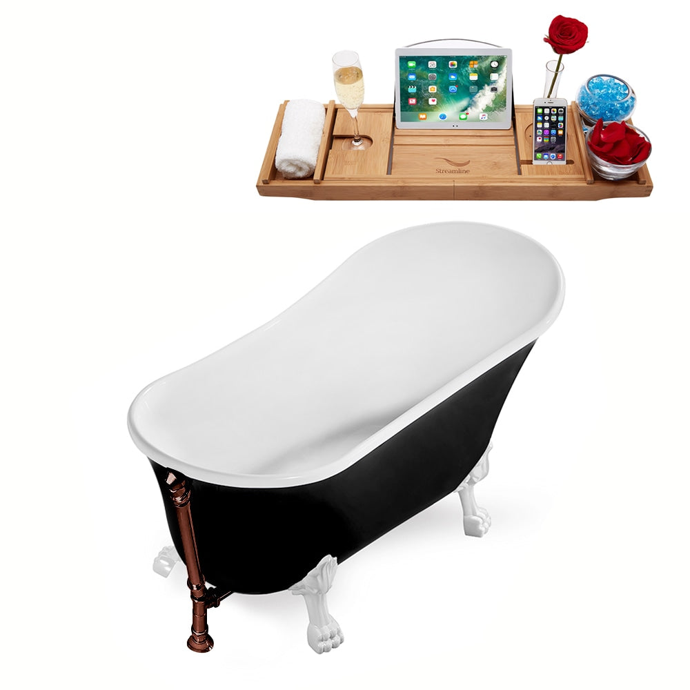 59 inch Streamline N344WH-ORB Clawfoot Tub and Tray With External Drain